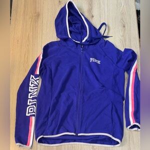 PINK Victoria Secret purple blue Hoodie Hooded Stripes sweatshirt sweater zip up